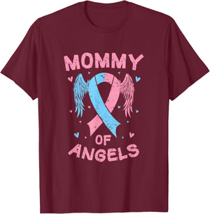 Mommy Of Angels Pregnancy Miscarriage Child Loss Awareness T-Shirt - T-Shirt | Maroon