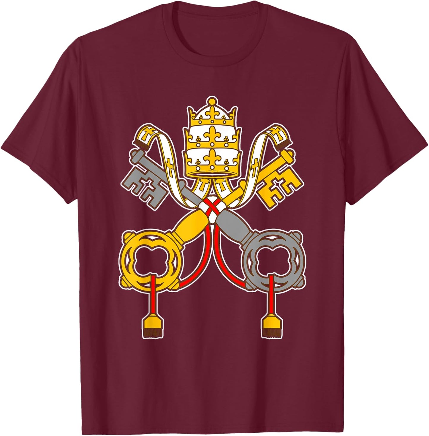 St Peter Shirt - Vintage Catholic t Art keys to the kingdom T-Shirt - T-Shirt | Maroon