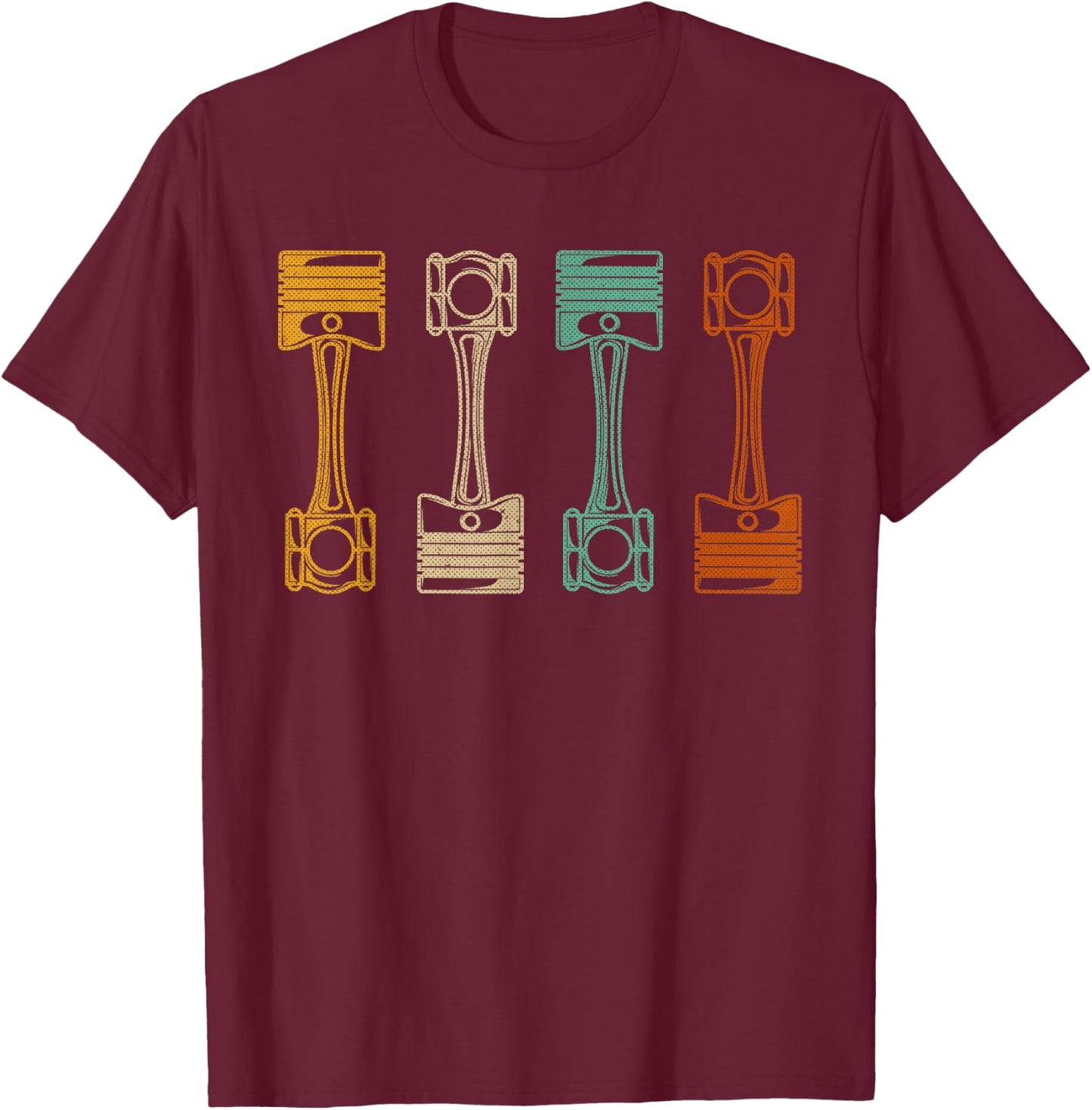 Piston Pattern - Retro Automotive Engine Mechanics Design T-Shirt - T-Shirt | Maroon
