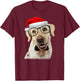 Yellow Lab Glasses Santa Hat Christmas Labrador Retriever T-Shirt - T-Shirt | Maroon