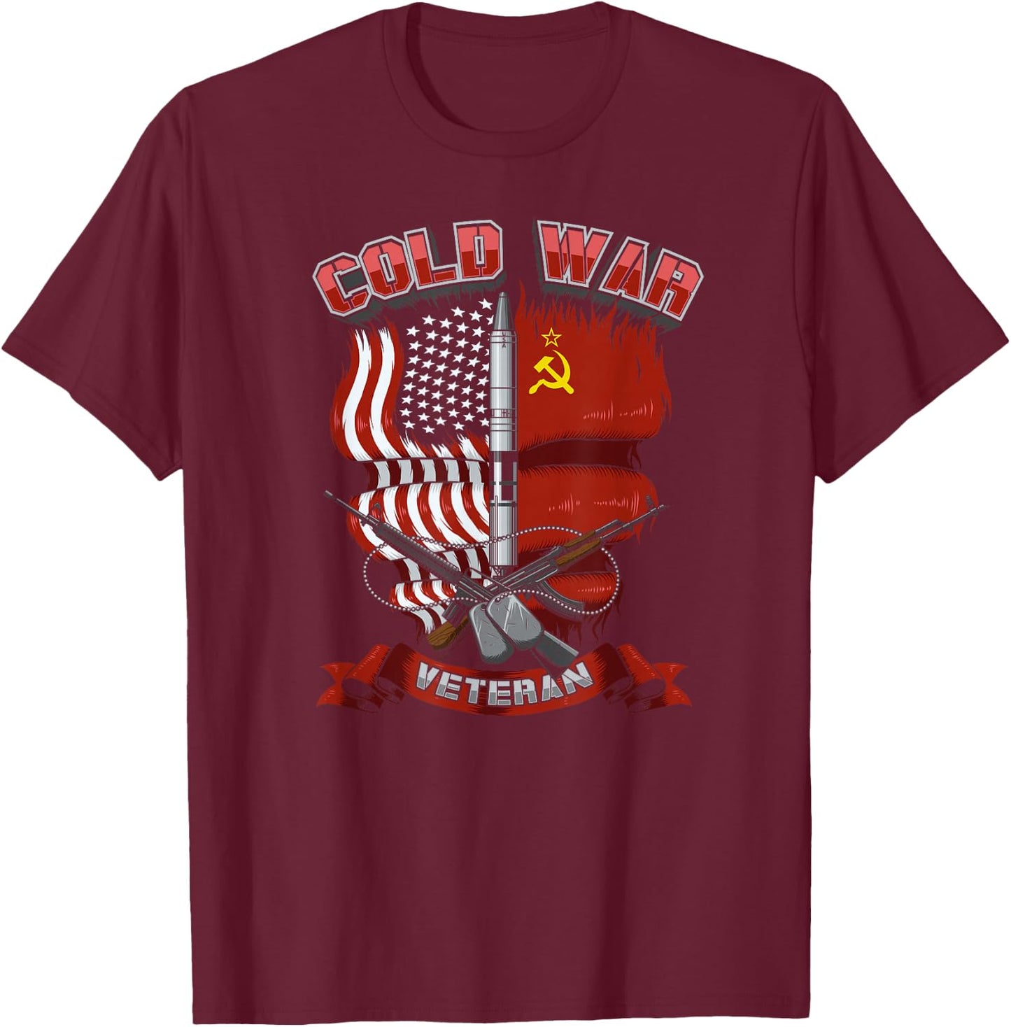 Cold War Veteran Flag T-Shirt - T-Shirt | Maroon