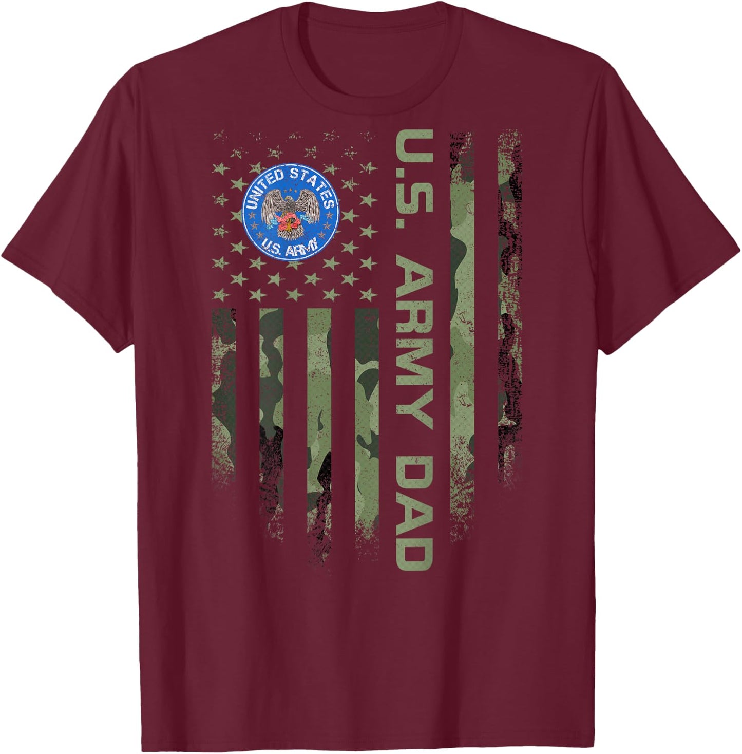 Vintage USA American Flag Proud US Army Veteran Dad Funny T-Shirt - T-Shirt | Maroon