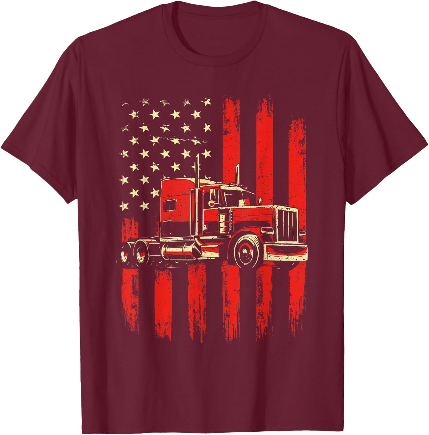 American Trucker - Semi Truck Driver Trucking Big Rig T-Shirt - T-Shirt | Maroon