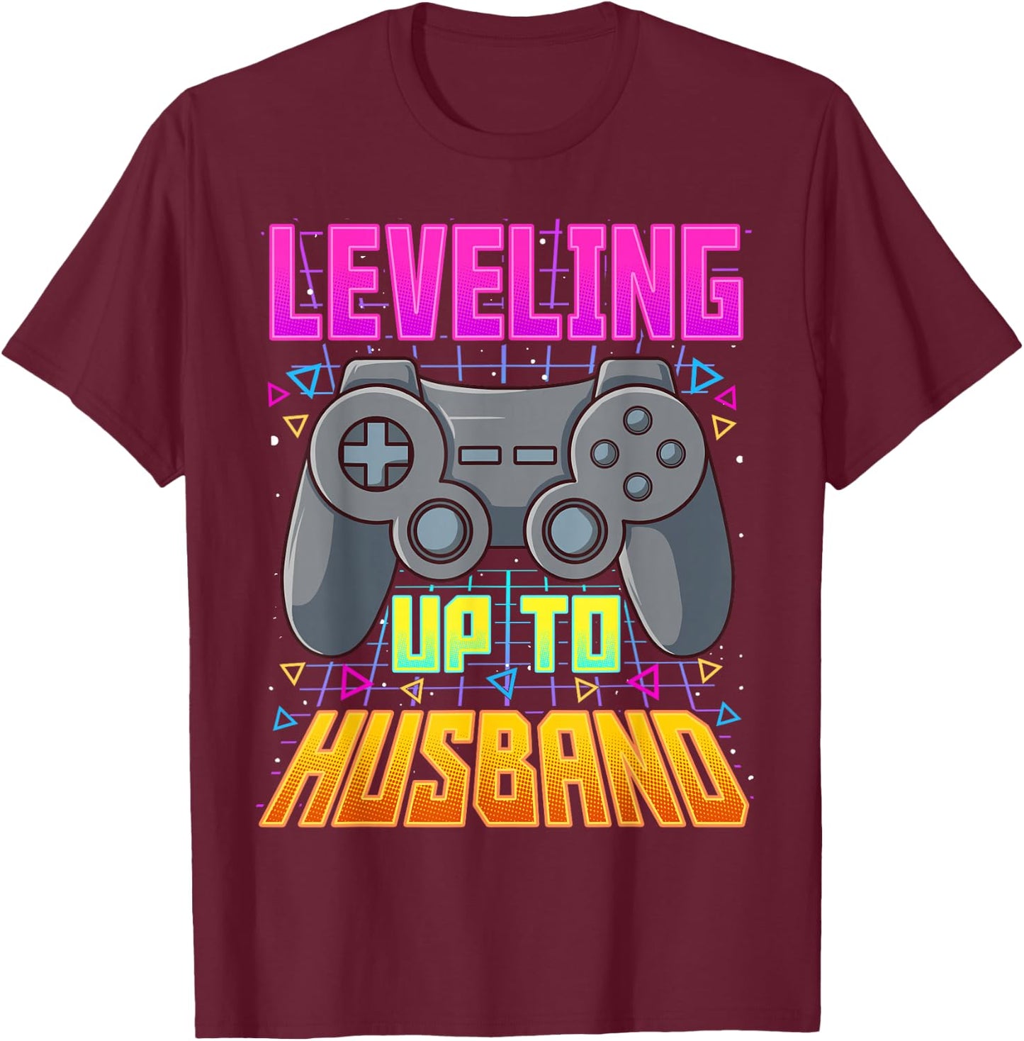 Leveling Up To Husband Shirt Groom Wedding Gamer Engagement T-Shirt - T-Shirt | Maroon