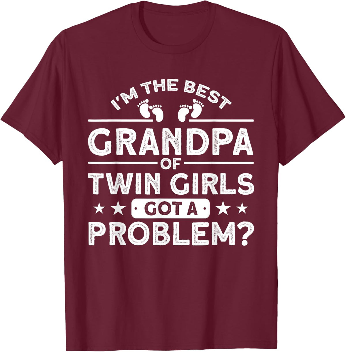 Best Grandpa Of Twin Girls Grandad Family T-Shirt - T-Shirt | Maroon