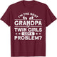 Best Grandpa Of Twin Girls Grandad Family T-Shirt - T-Shirt | Maroon