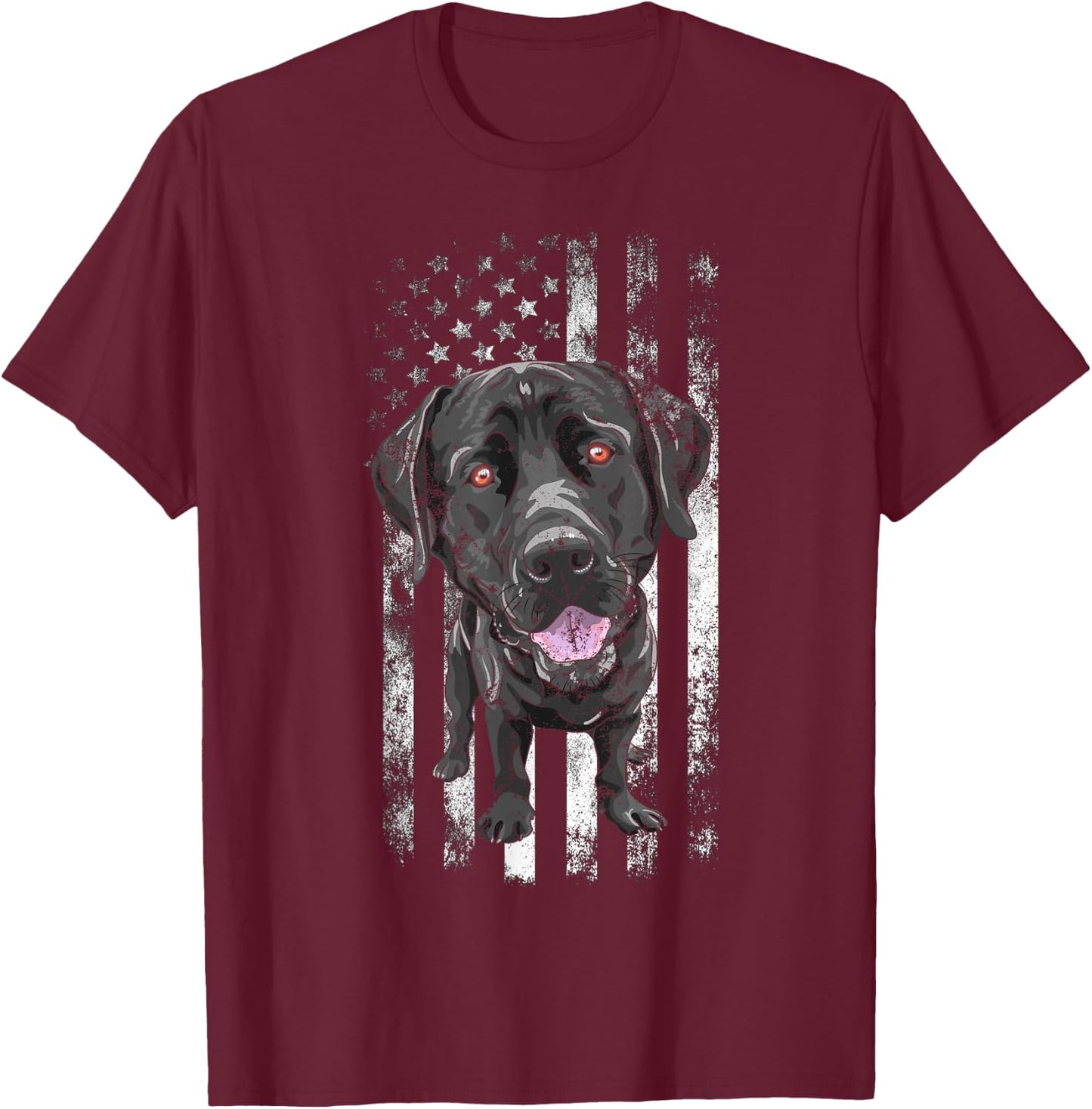 Black Labrador American Flag Patriotic Dog Dad Mom Black Lab Kids Men T-Shirt - T-Shirt | Maroon