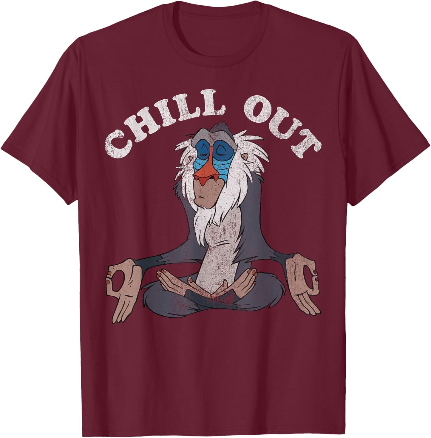 Disney Lion King Rafiki Chill Out Meditation Graphic T-Shirt - T-Shirt | Maroon