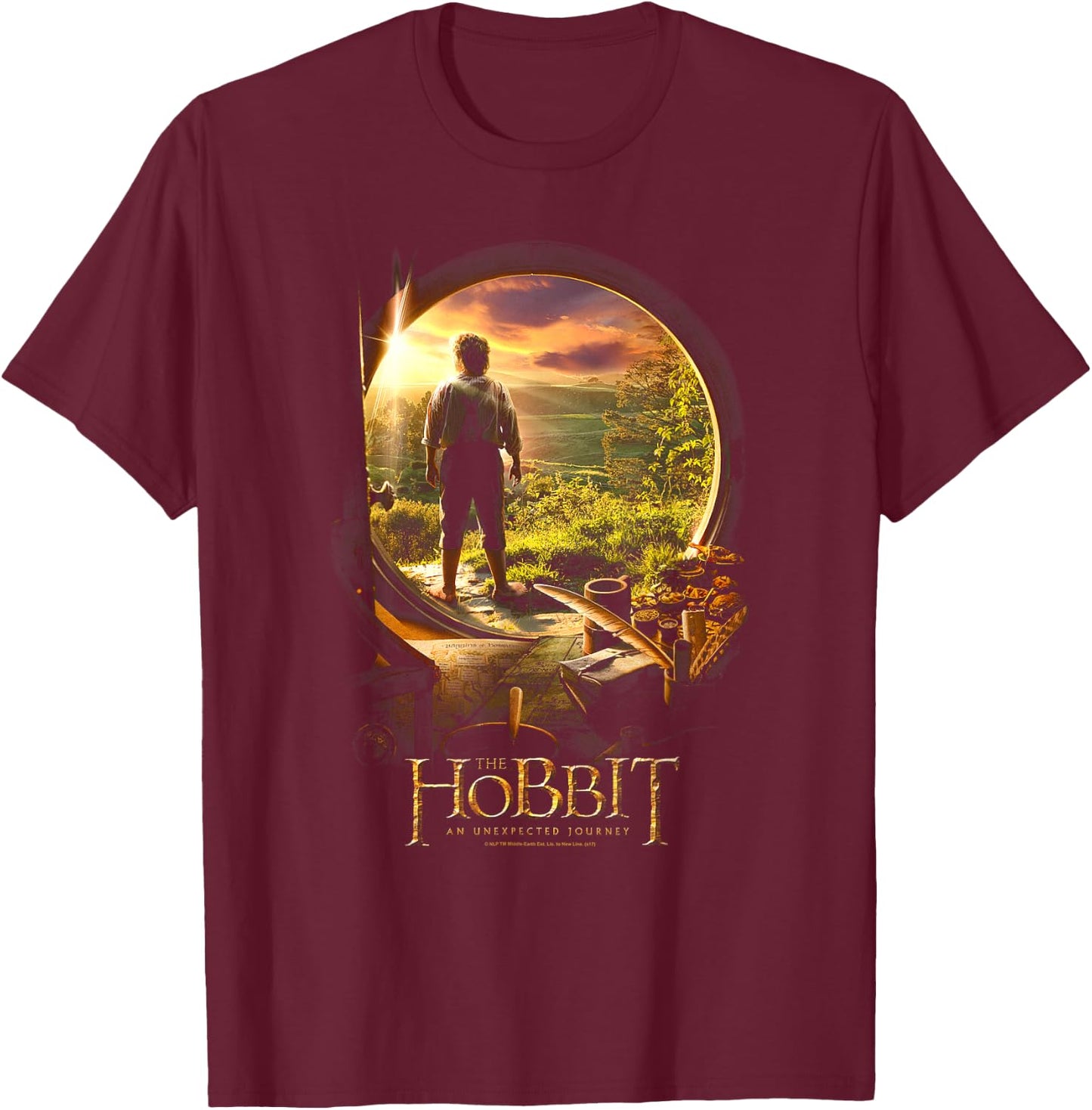 Hobbit Bilbo in Door T-Shirt - T-Shirt | Maroon