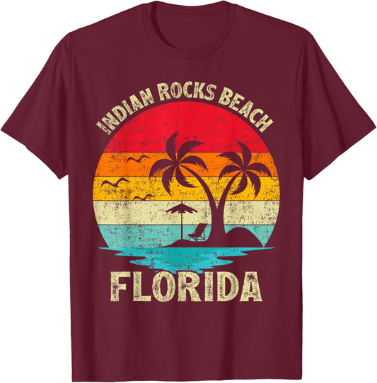 Family Vacation Vintage Retro Florida Indian Rocks Beach T-Shirt - T-Shirt | Maroon