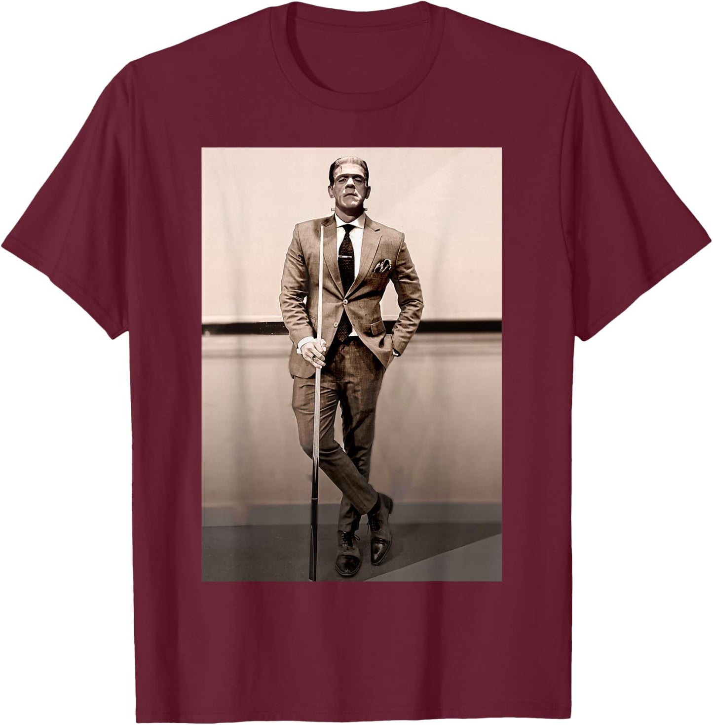 Frankenstein Dapper Frankenstein Monster In Suit Halloween T-Shirt - T-Shirt | Maroon