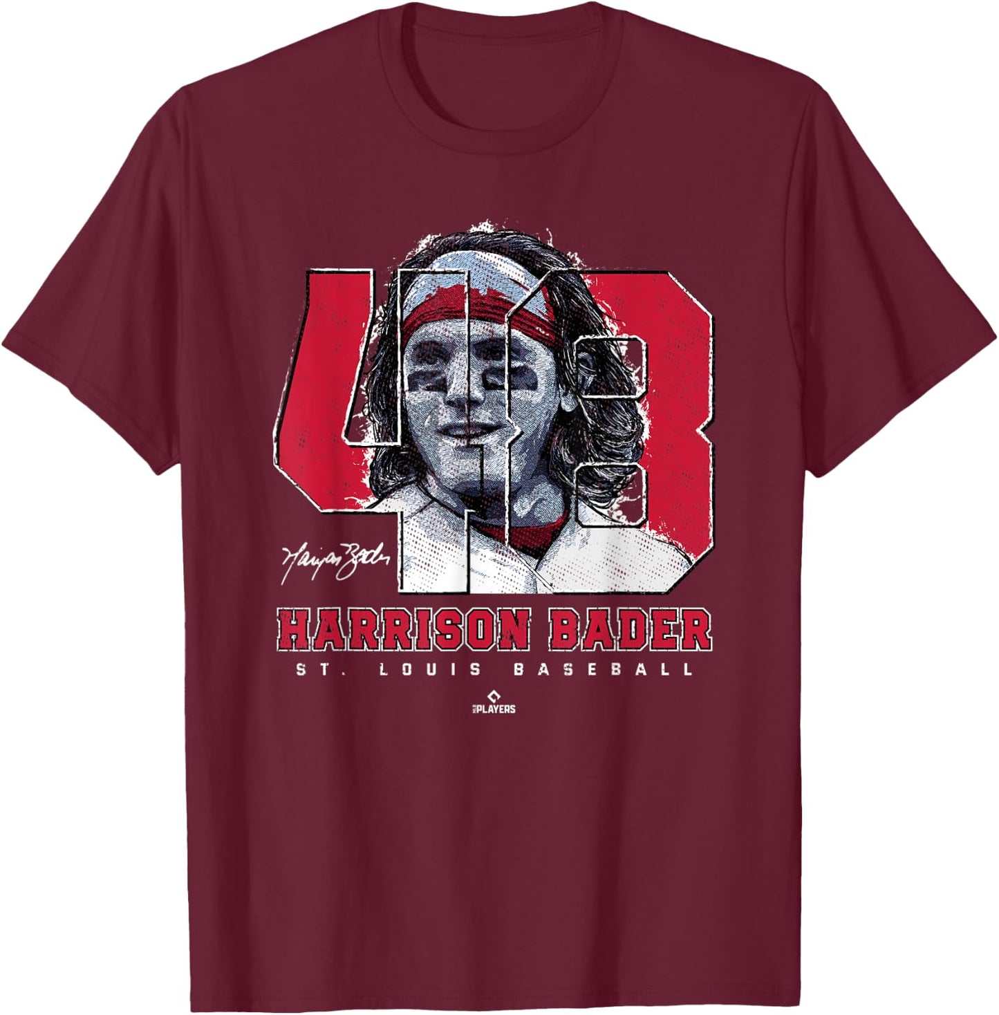 Harrison Bader Silhouette Tots St Louis MLBPA T-Shirt - T-Shirt | Maroon