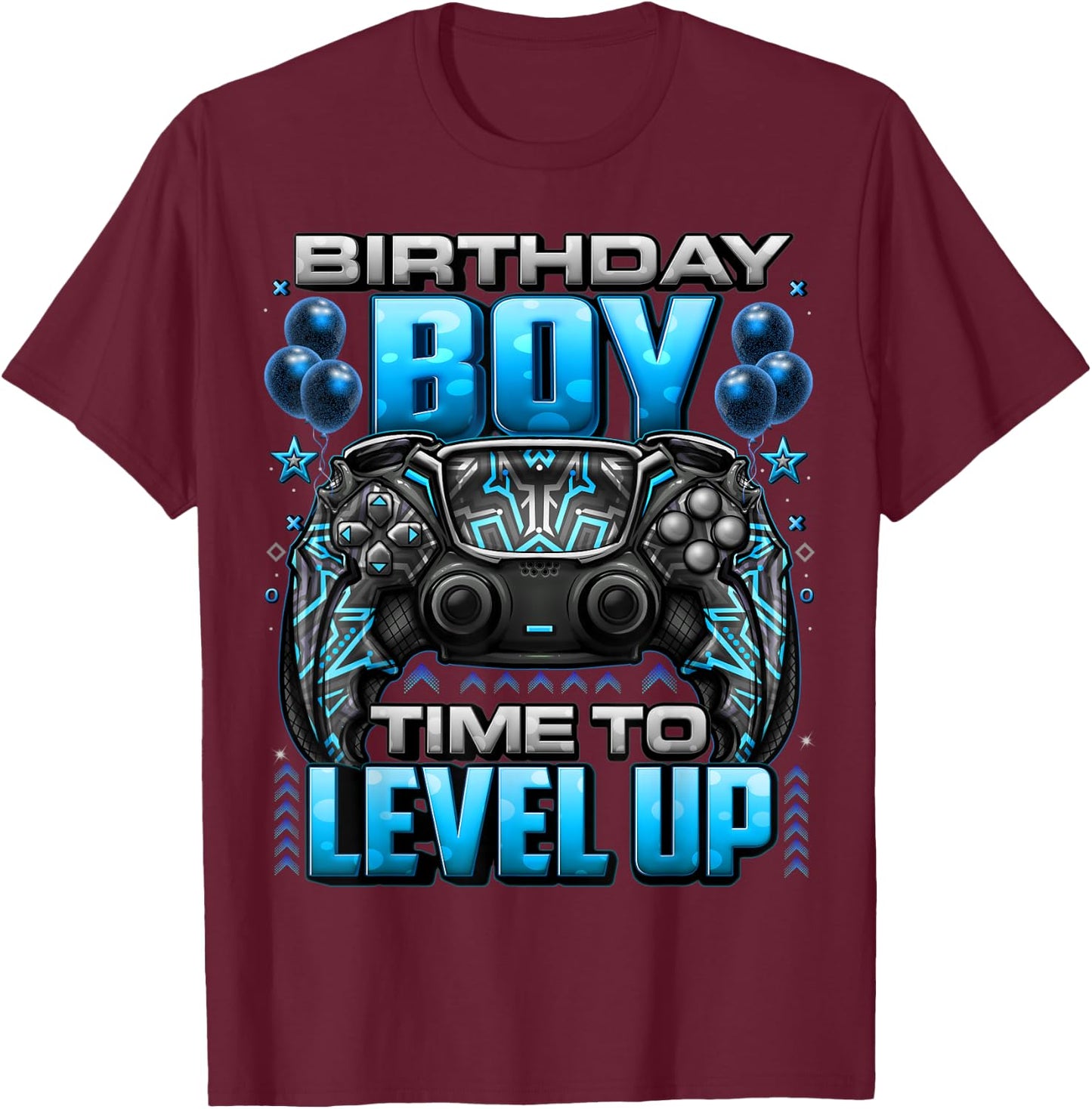 Birthday Boy Time to Level Up Shirt Video Gamer Birthday Boy T-Shirt - T-Shirt | Maroon