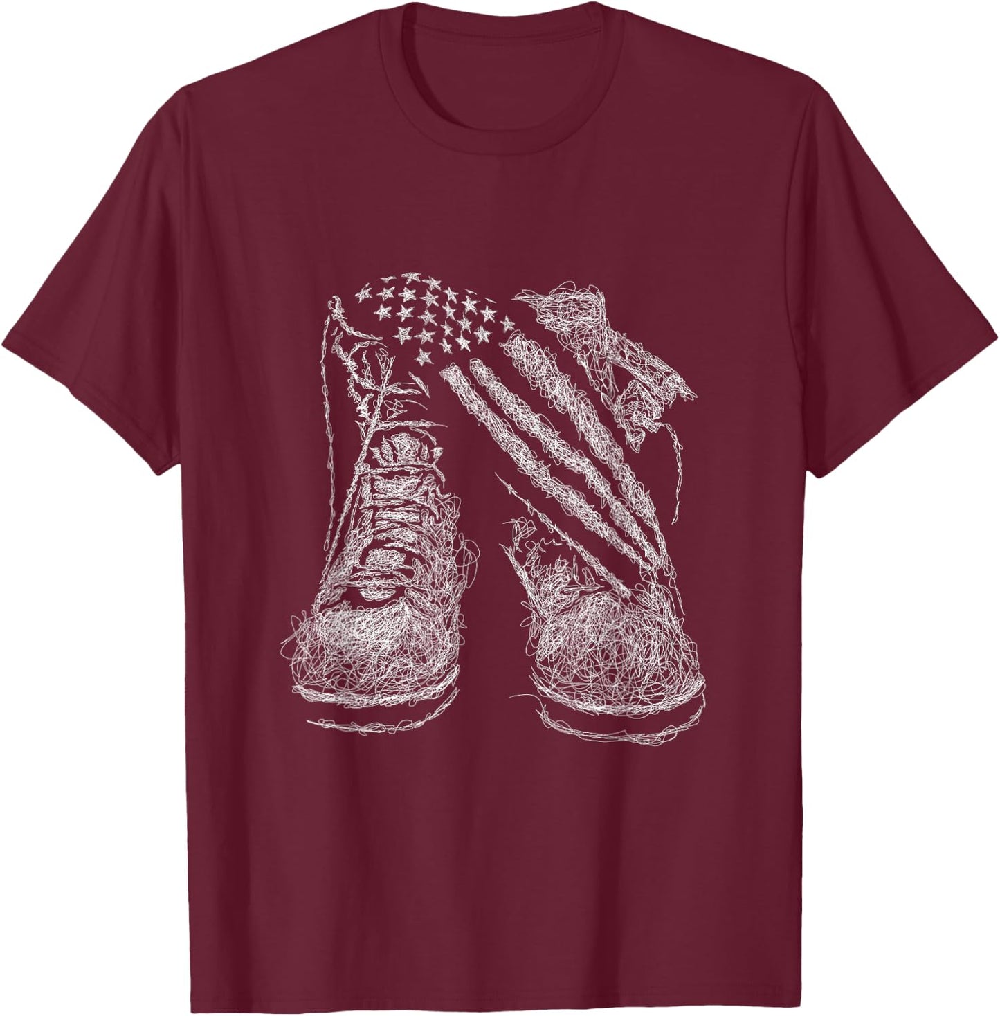 Army Boots USA Flag Boots Print Tactical Boots T-Shirt - T-Shirt | Maroon