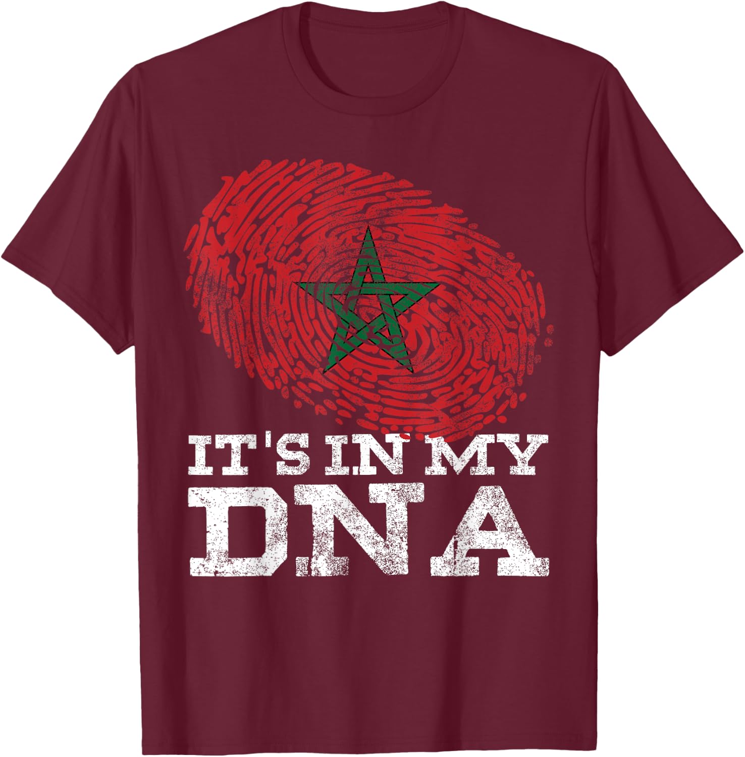 It's In My DNA Moroccan Gift Cool Moorish Proud Morocco Flag T-Shirt - T-Shirt | Maroon