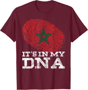 It's In My DNA Moroccan Gift Cool Moorish Proud Morocco Flag T-Shirt - T-Shirt | Maroon