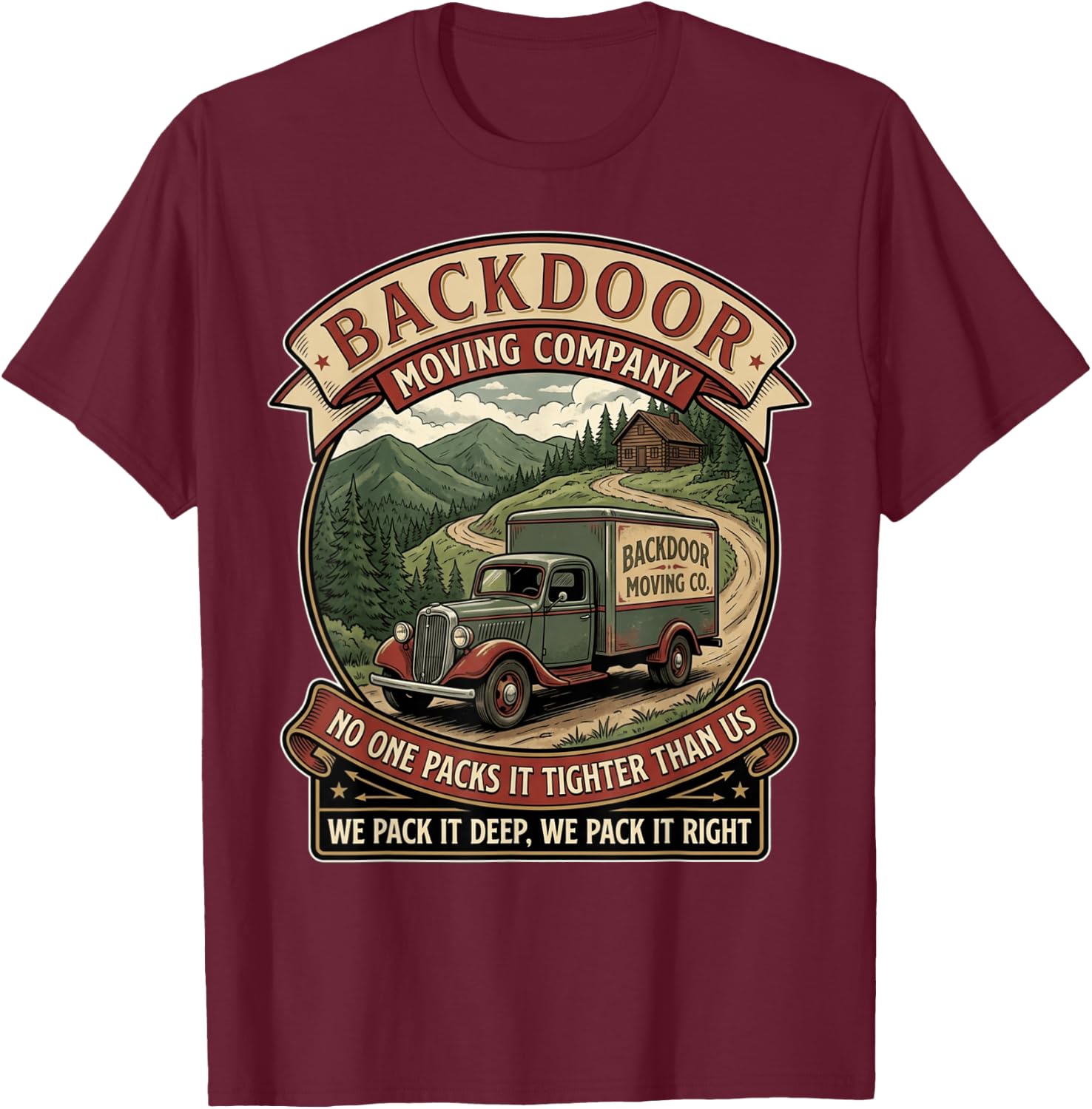 Funny Vintage Moving Company Inappropriate Adult Humor Gag T-Shirt - T-Shirt | Maroon