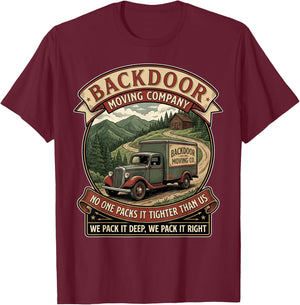 Funny Vintage Moving Company Inappropriate Adult Humor Gag T-Shirt - T-Shirt | Maroon