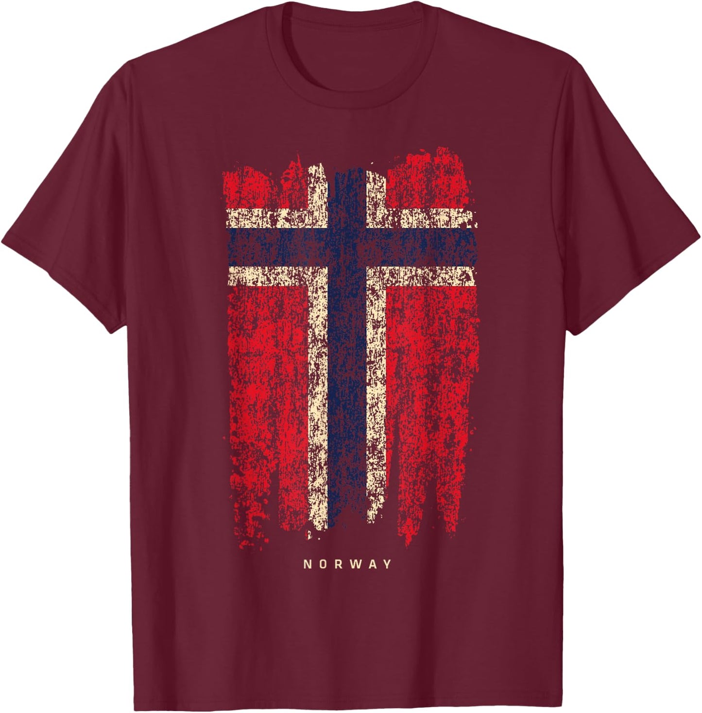 Vintage Norway Flag Retro Norwegian T-Shirt - T-Shirt | Maroon