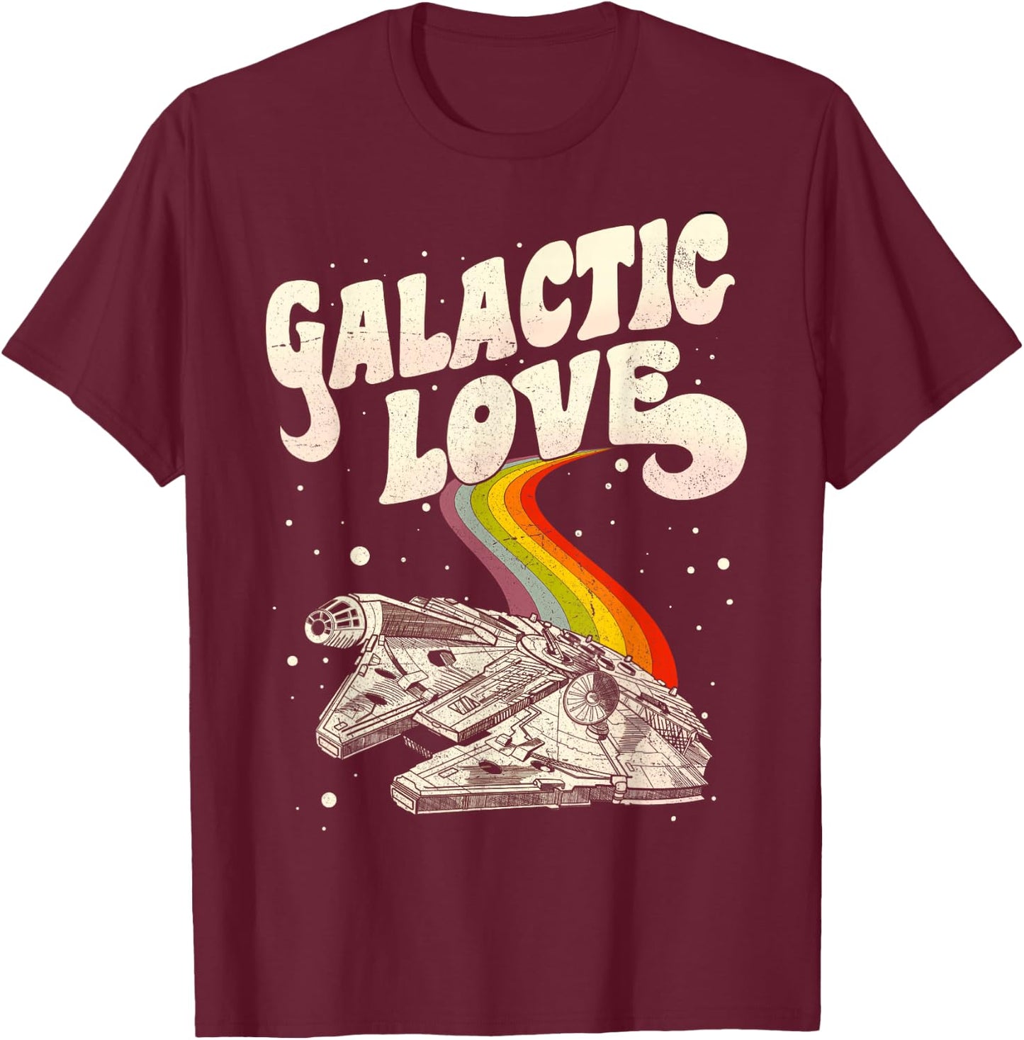 Star Wars Rainbow Millennium Falcon Galactic Love T-Shirt - T-Shirt | Maroon