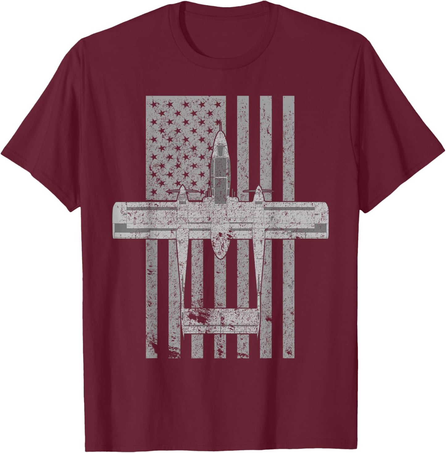 OV-10 Bronco Military Airplane Vintage Flag Pilot T-Shirt - T-Shirt | Maroon