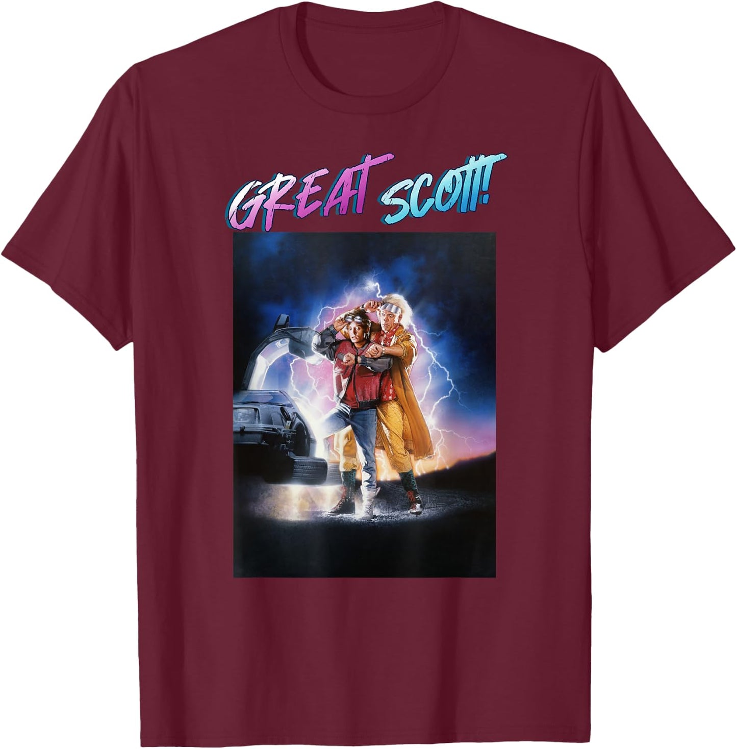 Back to The Future Great Scott Poster T-Shirt - T-Shirt | Maroon