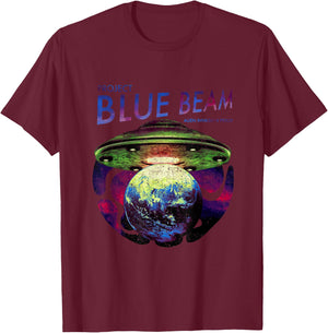 UFO Alien Invasion Project Blue Beam Alien Invasion Psyop T-Shirt - T-Shirt | Maroon