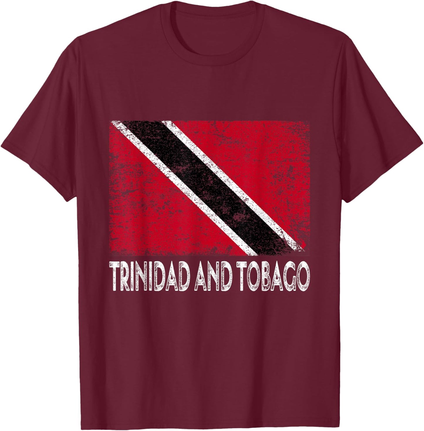 Distressed Patriotic Trinidad and Tobago Flag Men Women Kid T-Shirt - T-Shirt | Maroon