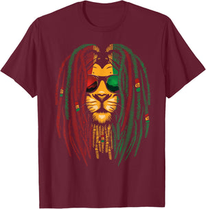 Lion Dreadlocks Reggae Wild Cat Rasta Africa Rastafarian T-Shirt - T-Shirt | Maroon