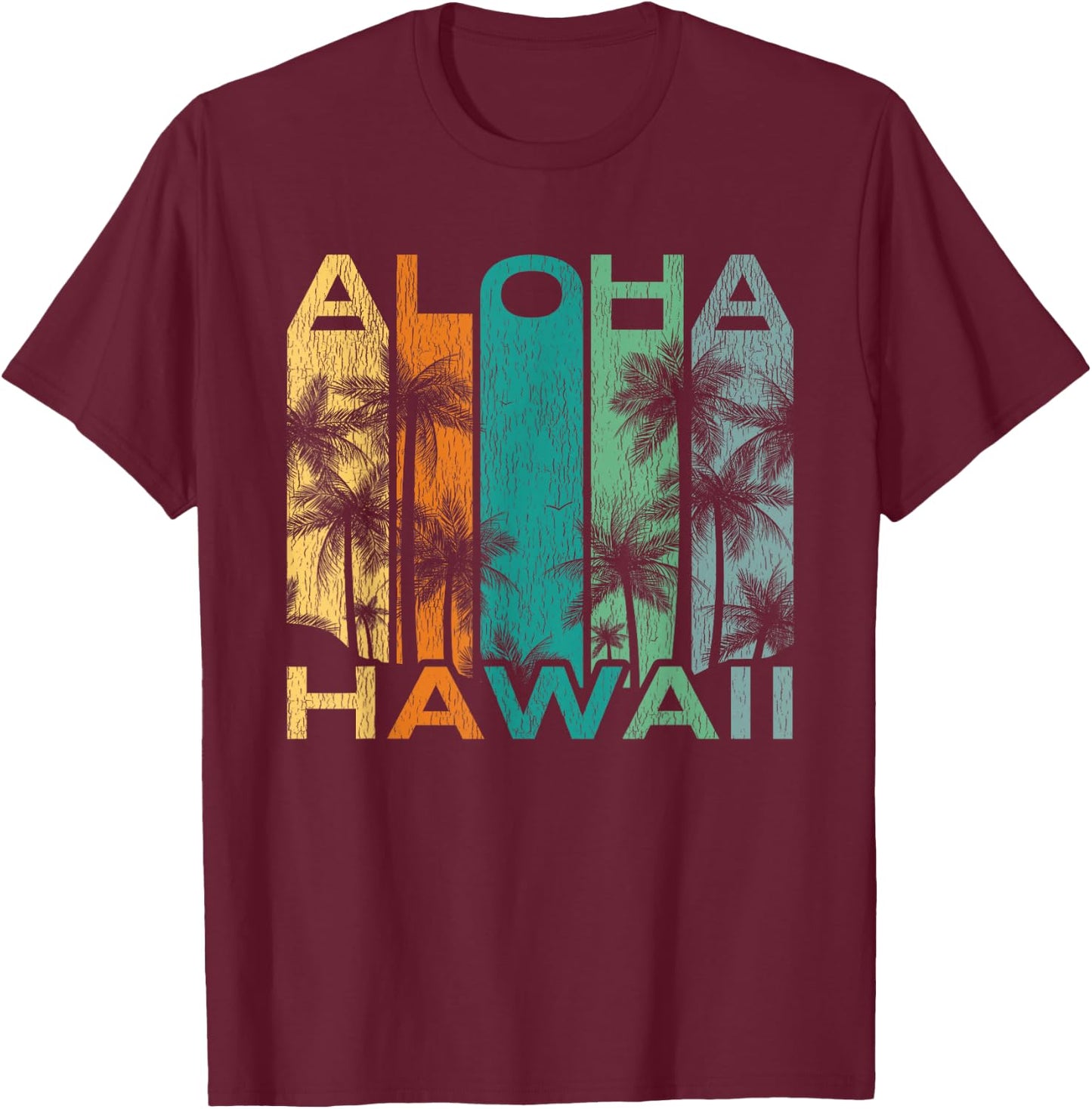 Aloha Hawaii Vintage Surfboard T-Shirt - T-Shirt | Maroon