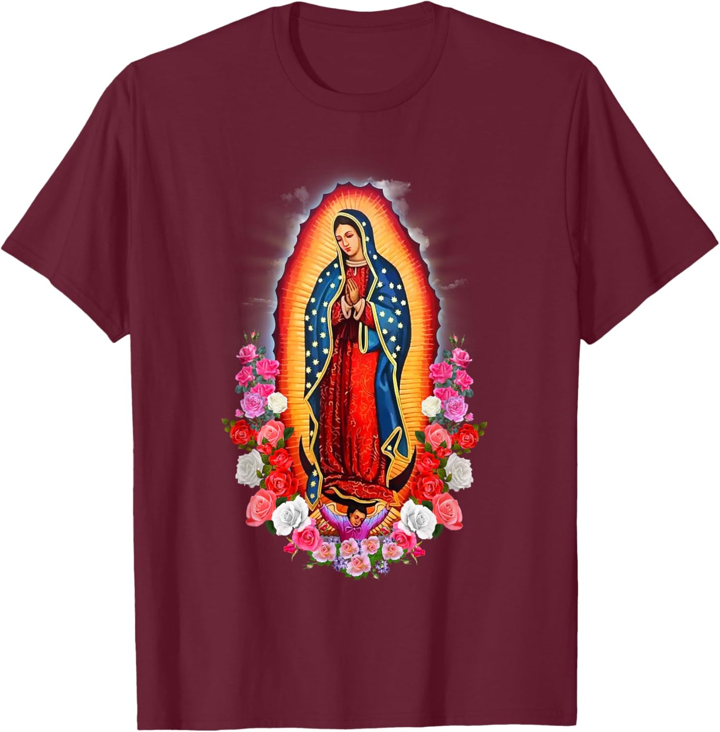 Our Lady of Guadalupe Virgin Mary T-Shirt - T-Shirt | Maroon
