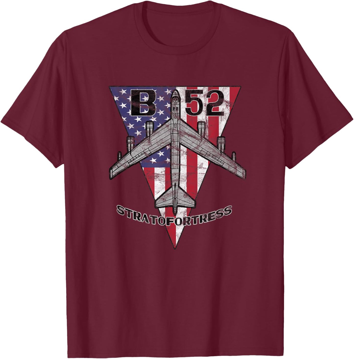 B-52 Stratofortress Airplane Patriotic Airplane Vintage T-Shirt - T-Shirt | Maroon