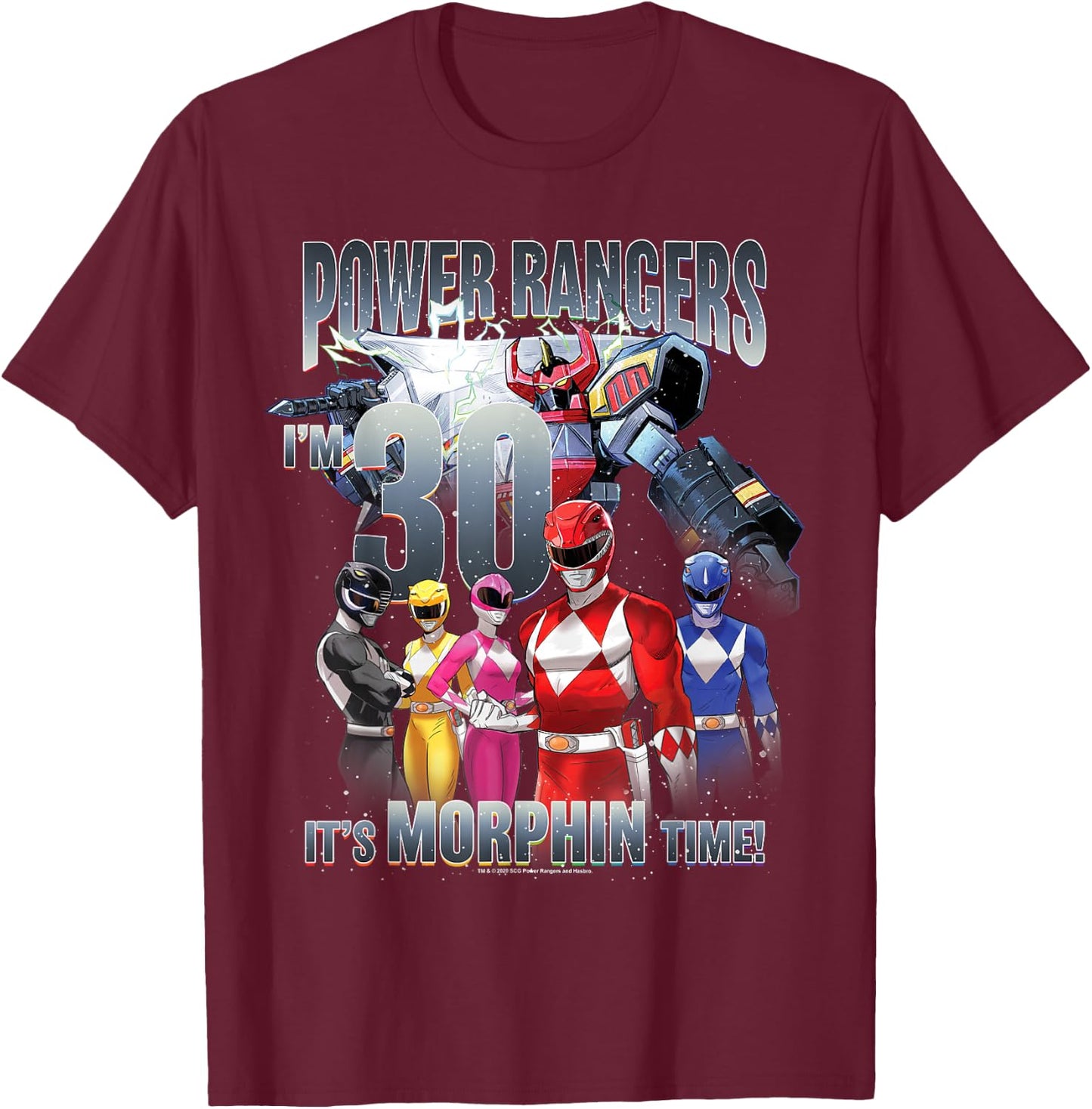 Power Rangers Birthday It's Morphin' Time, I'm 30! T-Shirt - T-Shirt | Maroon