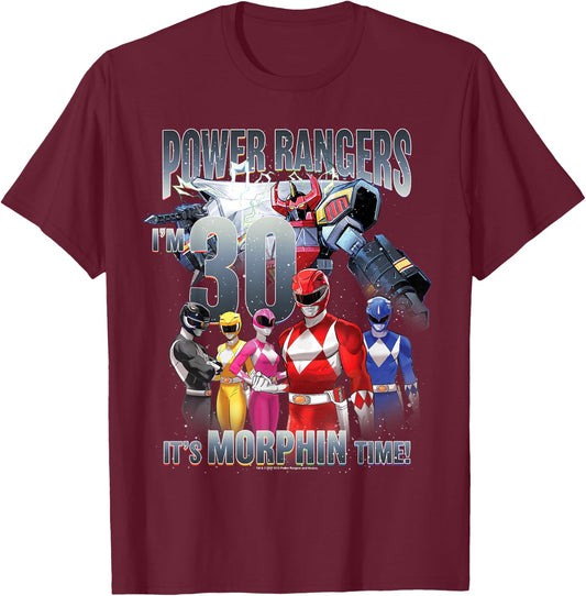 Power Rangers Birthday It's Morphin' Time, I'm 30! T-Shirt - T-Shirt | Maroon