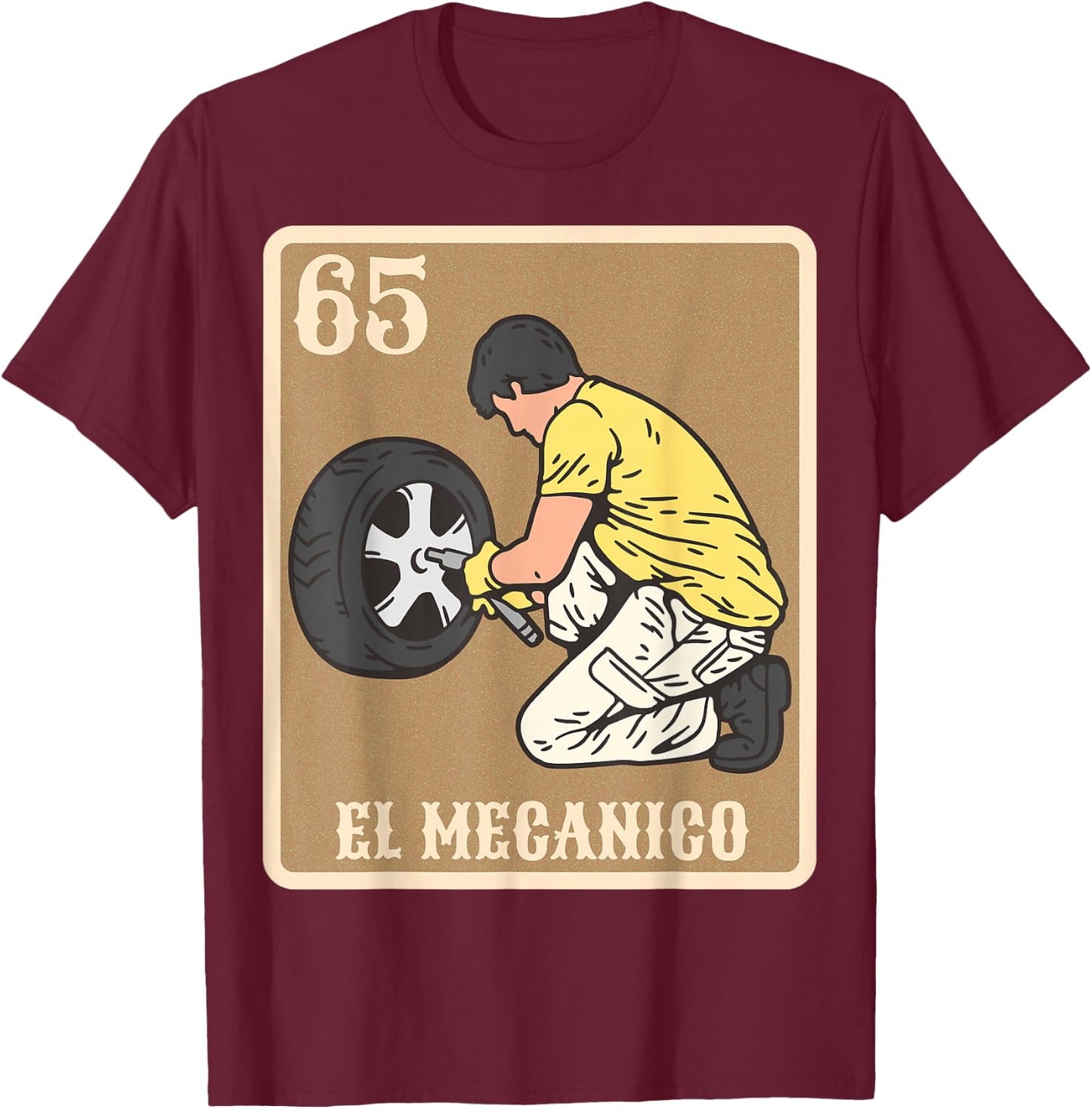 Spanish Mechanic Lottery El Mechanico Gift Bingo Game Card T-Shirt - T-Shirt | Maroon