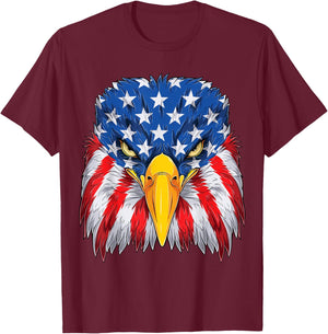 Patriotic Eagle 4th of July USA American Flag Merica men kid T-Shirt - T-Shirt | Maroon