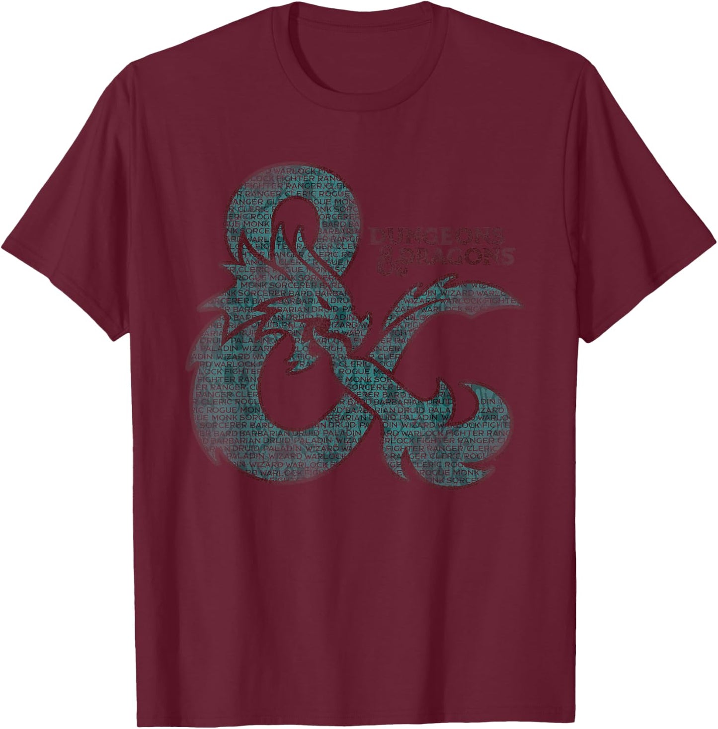 Dungeons & Dragons Classes in an Ampersand Logo T-Shirt - T-Shirt | Maroon
