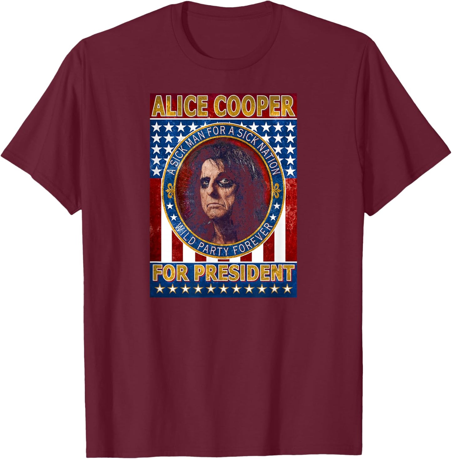 Alice Cooper - Alice Cooper for President Small T-Shirt - T-Shirt | Maroon