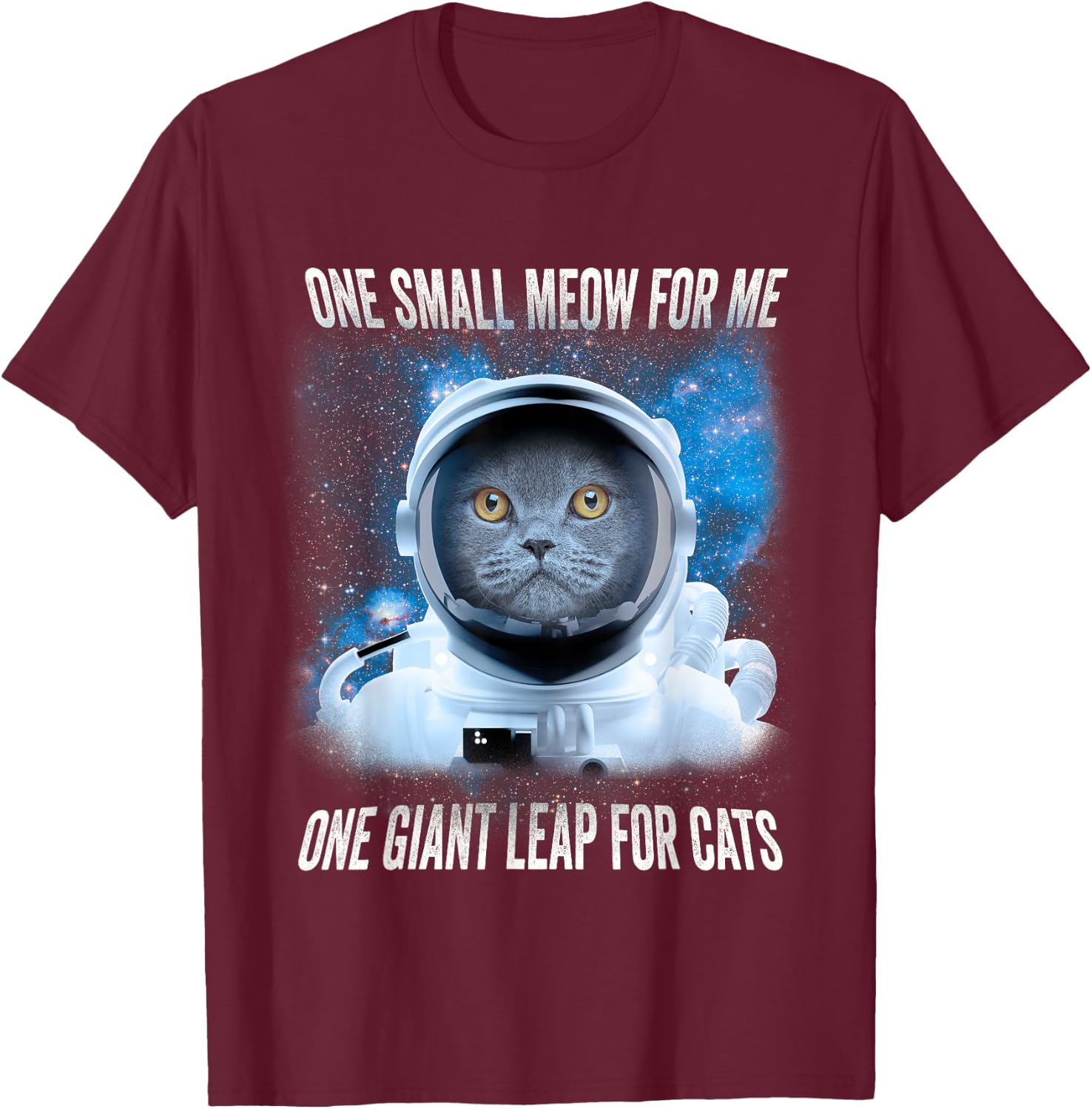Space Cat Astronaut Space T-Shirt - T-Shirt | Maroon
