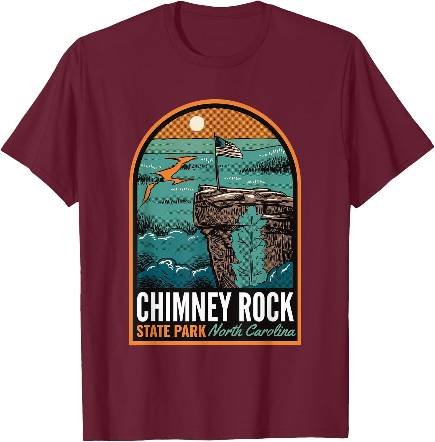 Chimney Rock State Park NC Vintage T-Shirt - T-Shirt | Maroon