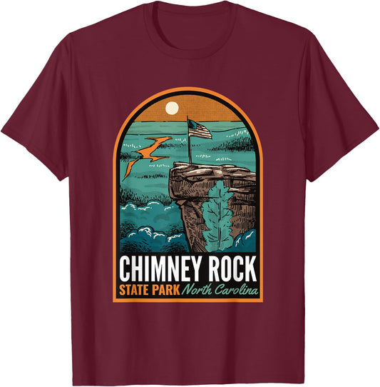 Chimney Rock State Park NC Vintage T-Shirt - T-Shirt | Maroon