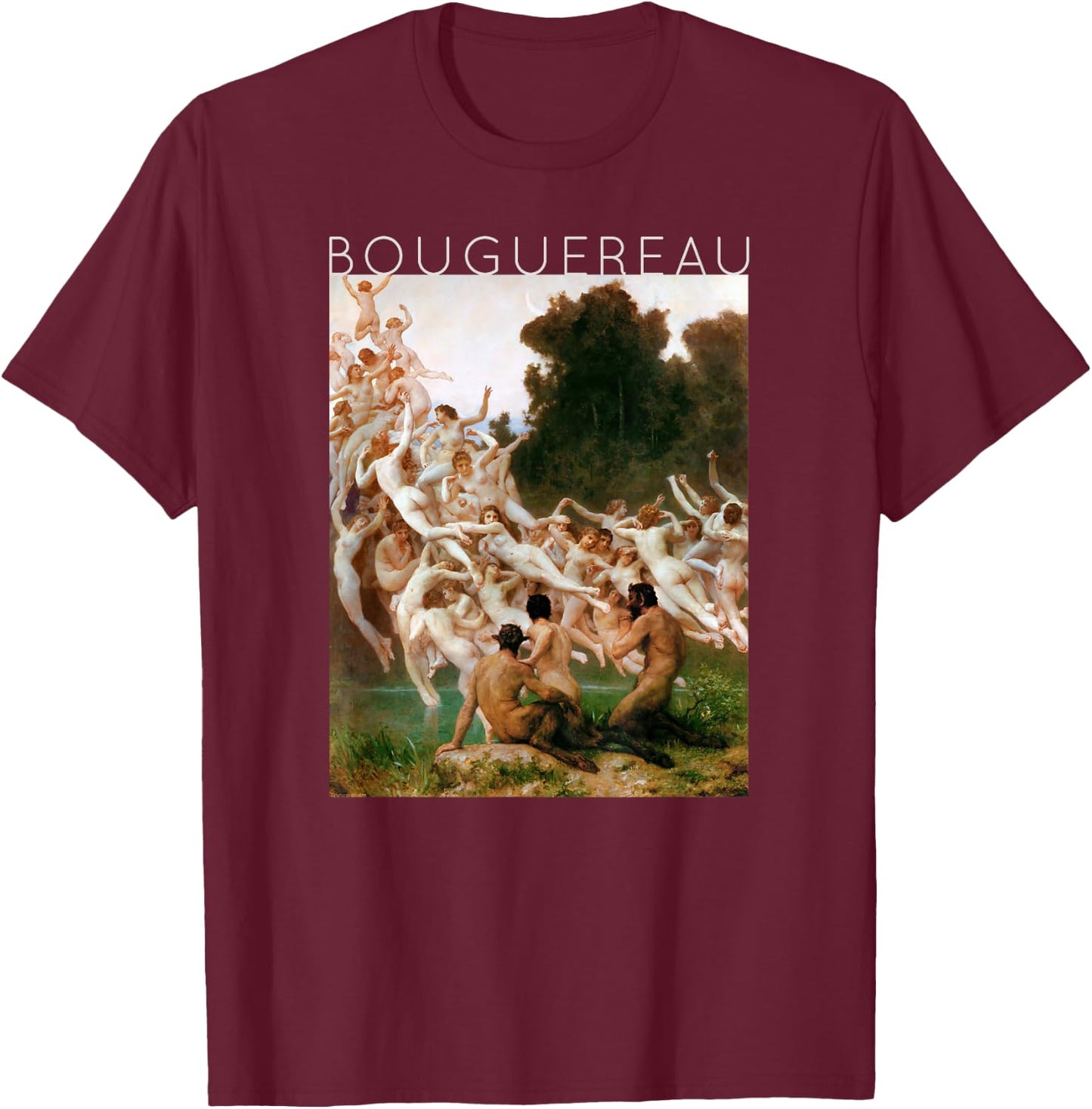 William-Adolphe Bouguereau - The Oreads - For Artists T-Shirt - T-Shirt | Maroon