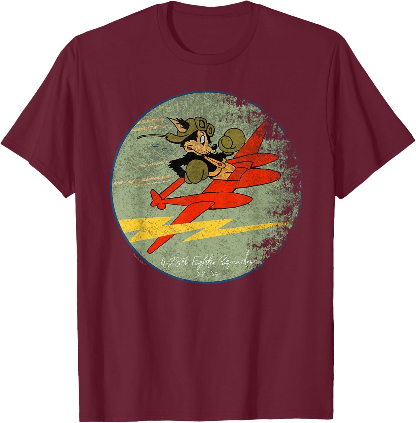 428th Fighter Squadron WWII Vintage Patch Design T-Shirt - T-Shirt | Maroon