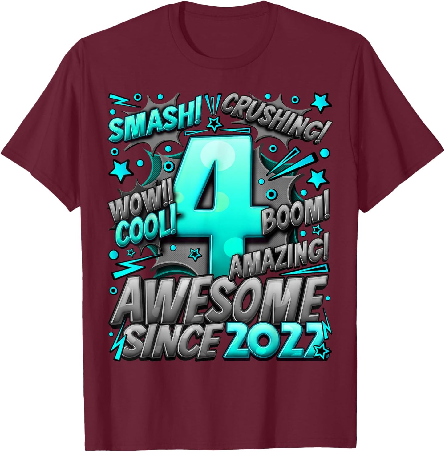 4 Year Old Gifts for Boys 4th Birthday Boy 4 Year Old Boy T-Shirt - T-Shirt | Maroon