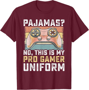 Pajamas No Pro Gamer Funny Video Games Boys Teens Gaming T-Shirt - T-Shirt | Maroon