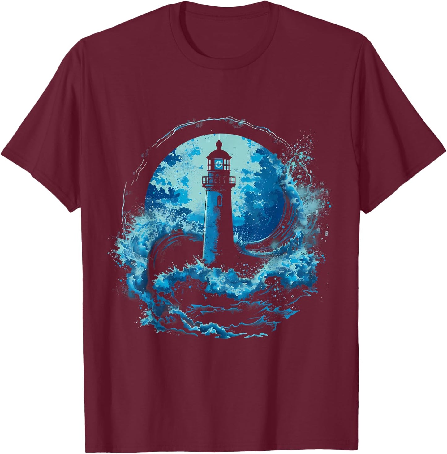 Light House Seaside House Sailing Boating Sea Lighthouse T-Shirt - T-Shirt | Maroon