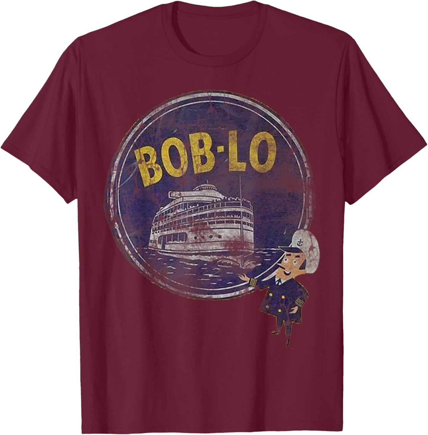 Vintage Retro Classic Cute Detroit Boblo Island T-Shirt - T-Shirt | Maroon