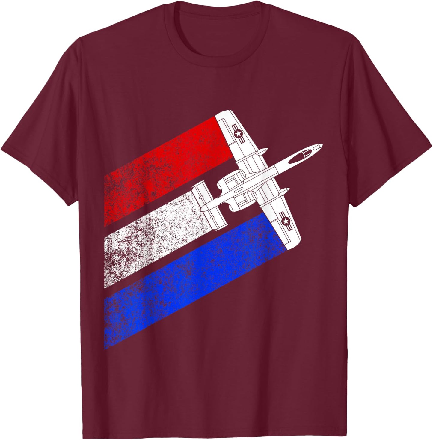 Vintage A-10 Warthog Plane Schematic US Flag T-Shirt - T-Shirt | Maroon