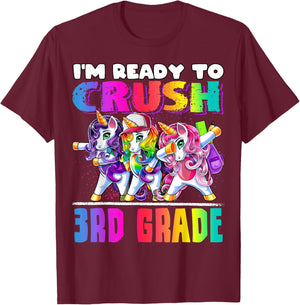 Crush 3rd Grade Dabbing Unicorn Back to School Backpack Girl T-Shirt - T-Shirt | Maroon