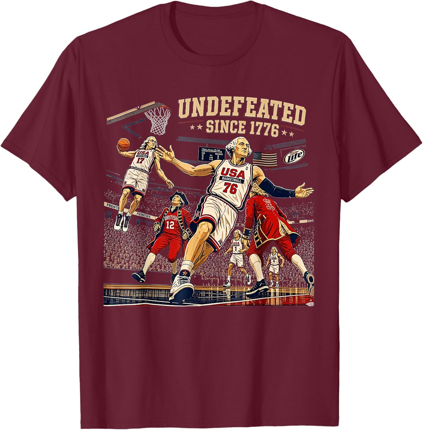 George Washington Play Basketball USA Undefeated Since 1776 T-Shirt - T-Shirt | Maroon